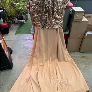 Sequin Top Gown with Flowing Skirt mp66